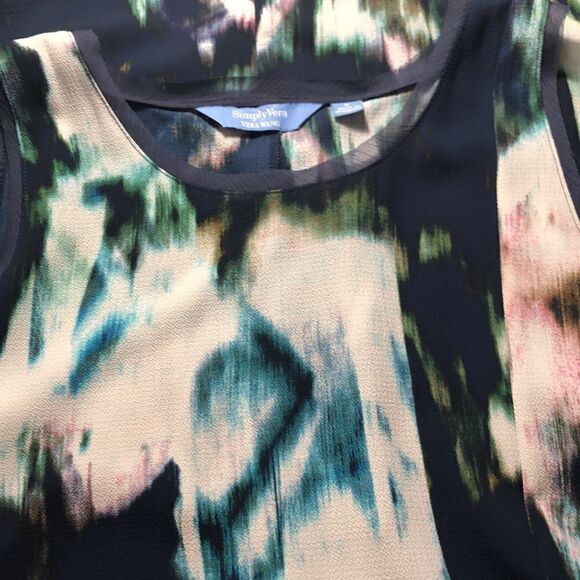 NWT Simply Vera Chiffon Tank Blouse Sheer collar detail Poly Spandex stretch - Picture 8 of 12